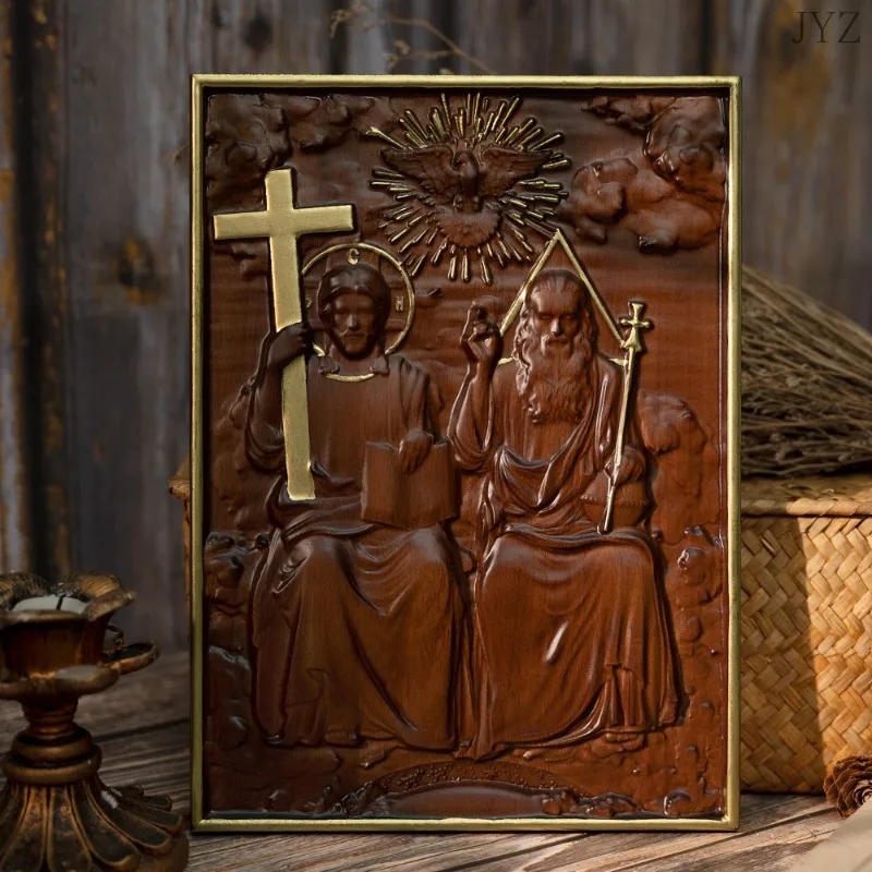 

Holy Trinity Wood Wall Decor, Catholic Religious Mural, Christian Family Home Decor