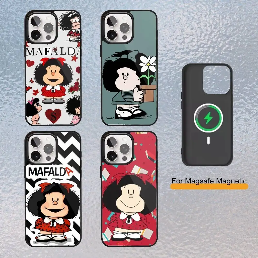 

M-Mafalda Cute Anime Phone Case For iPhone Magsafe Magnetic 17,16,15,14,13,12,11 Wireless Charging cover
