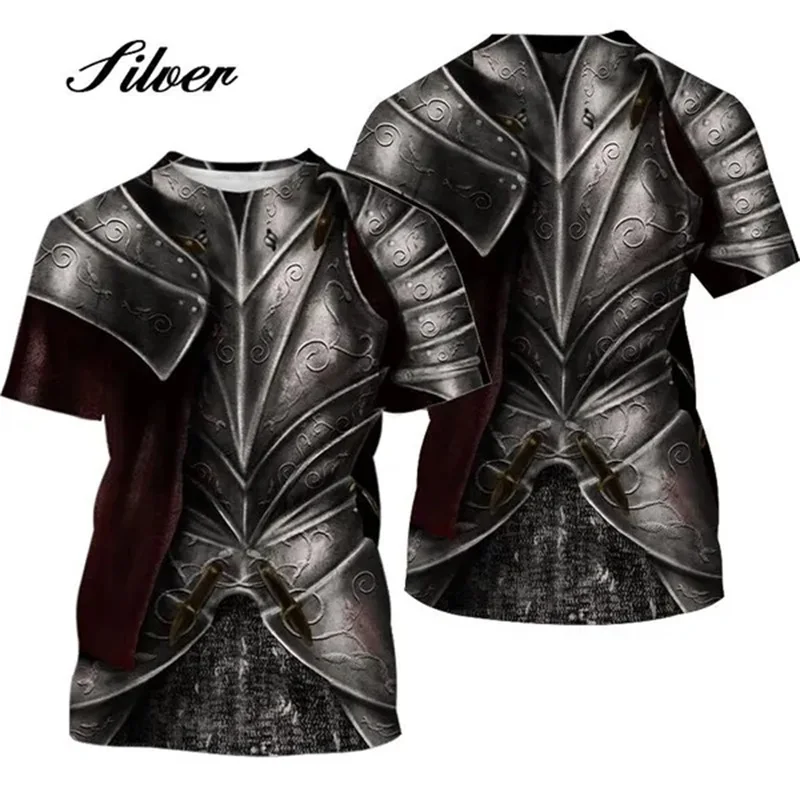 3d Print New Medieval Armor Graphic Tshirt For Men Short Sleeve Personalized Cool T-shirt Tee Tops Mens Oversized Tshirts