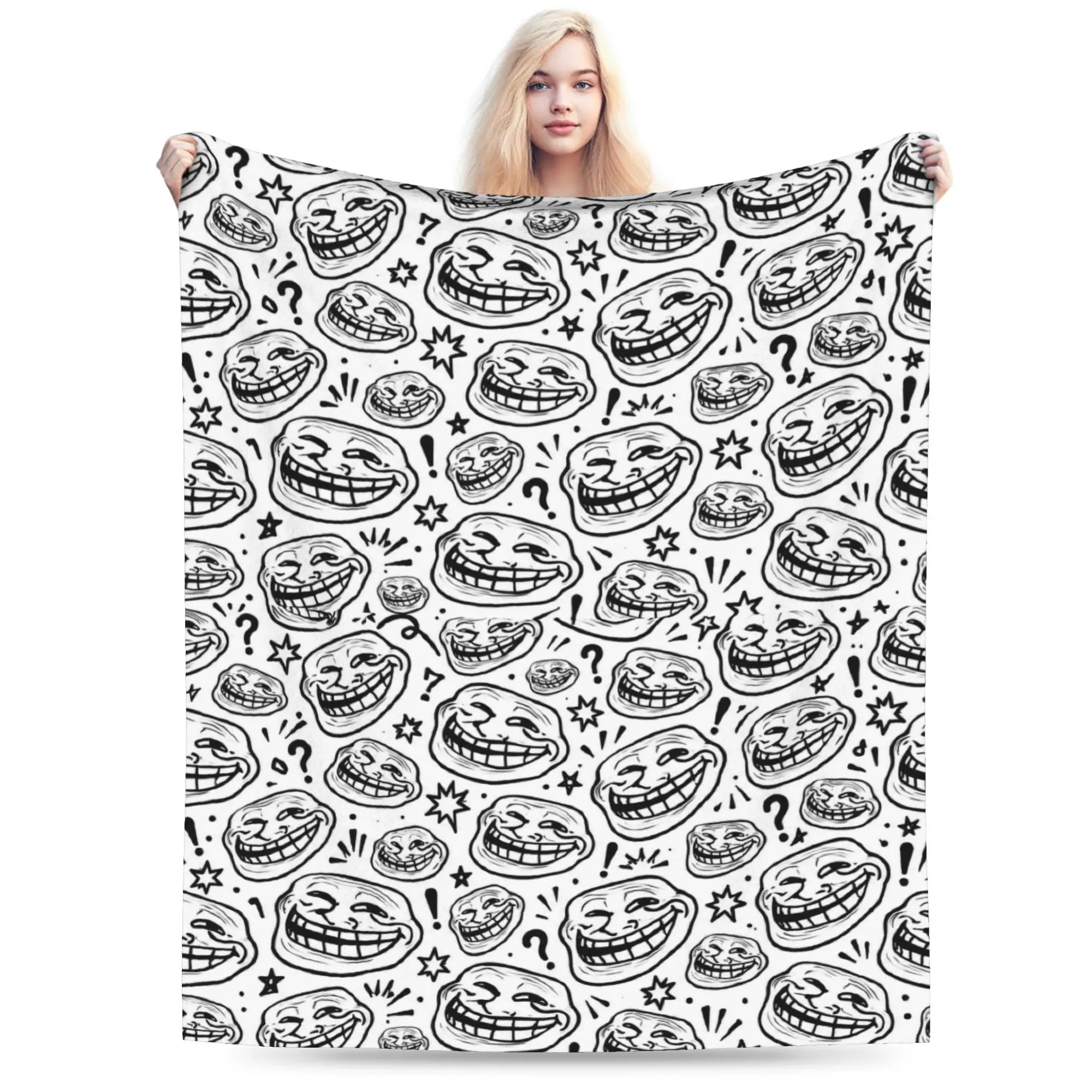 Soft Blankets Camping Rage Comic Trollfac Trunk Funny Anime Bedding Throws  Flannel Bedspread For Home Decor Sofa Bed Cover