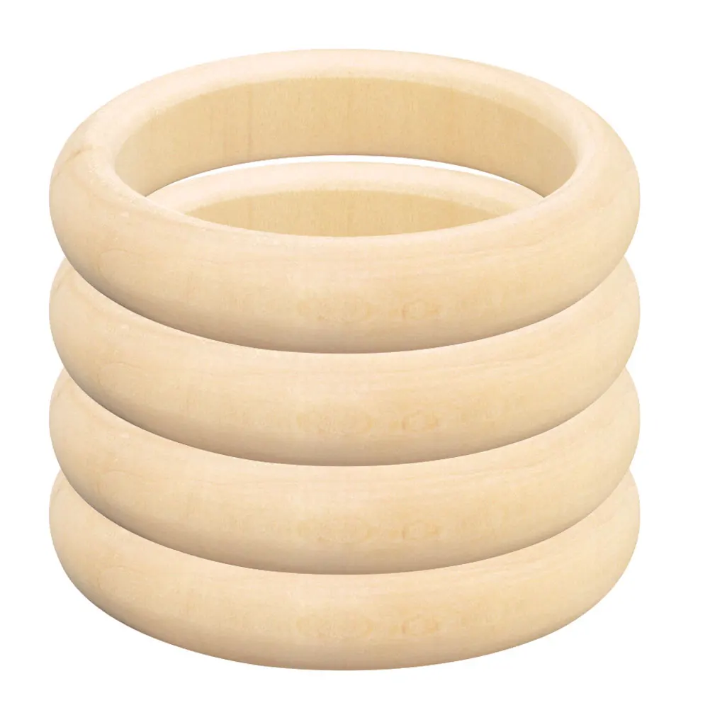 

4Pcs Natural Wood Bangles Unfinished Smooth DIY Circles Handmade Bracelets Kids Painting Craft Jewelry Making Accessories