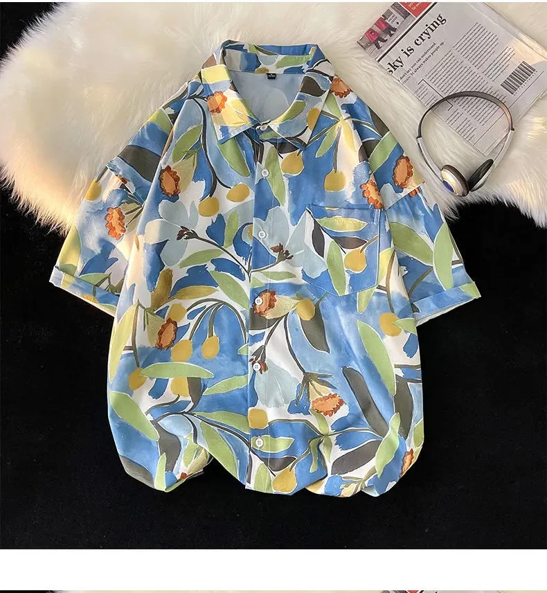 Hawaiian Beach Shirt 3D Printed Man/Women Casual Fashion Short Sleeves Shirts Button Lapel Streetwear Oversized Unisex Clothing