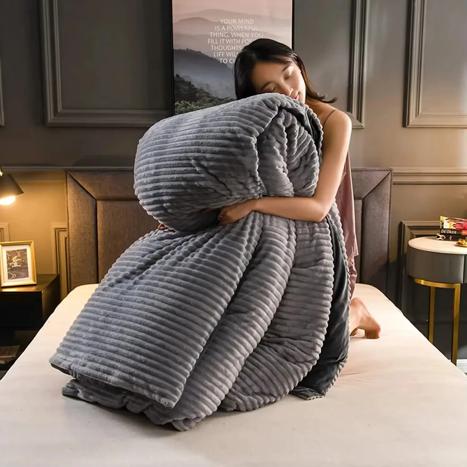 Juego  cama gruesa de terciopelo  leche para invierno, funda nórdica de pana  franela de Color sólido  doble cara, Sában
