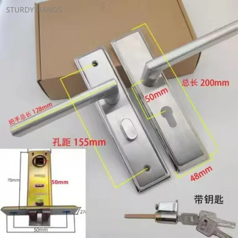 Imagem -05 - Maçanetas de Porta de Madeira com Chaves Alike com Chave Quarto de Banheiro Acessórios de Hardware Conjunto Aço Inoxidável