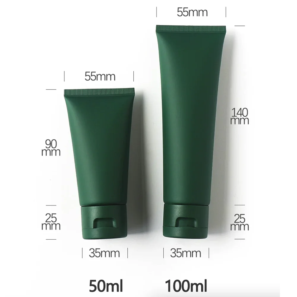 50ml 100ml Frosted Green Squeeze Bottle 50g 100g Empty Cosmetic Soft Tube Cream Lotion Shampoo Travel Refillable Container