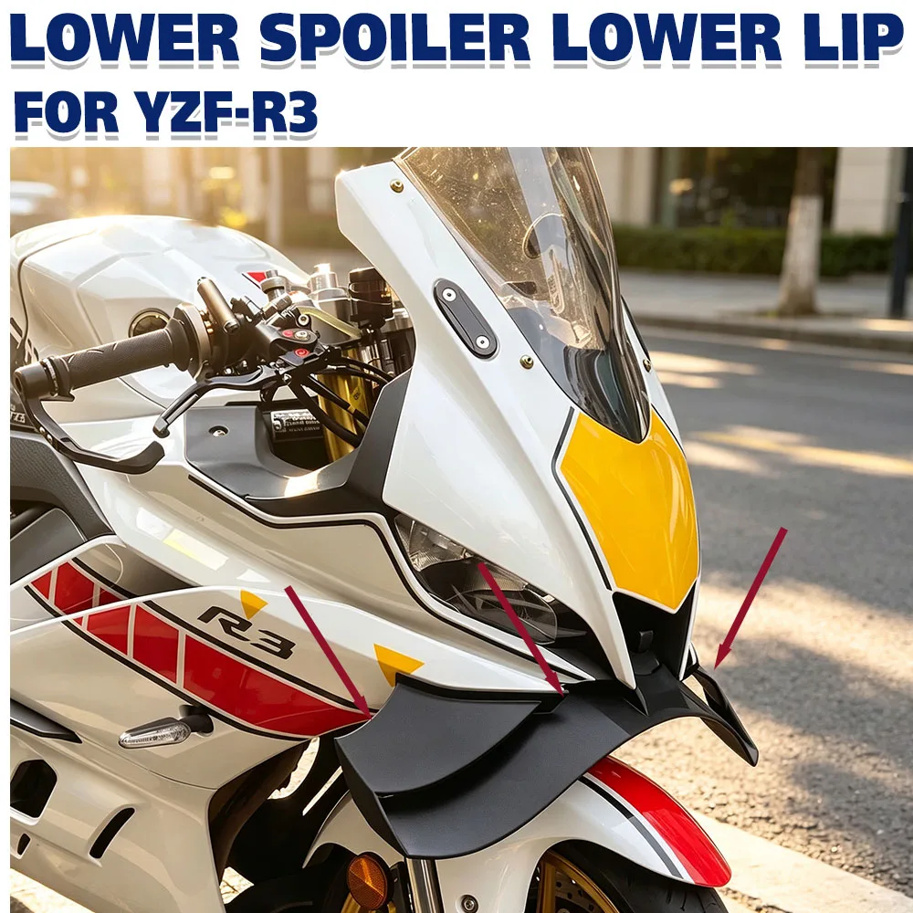 For YAMAHA YZF-R3 YZFR3 2019-2024 Front Spoiler Lower Spoiler Front Lip Winglets Fairing Aerodynamic Motorcycle Extension Cowl
