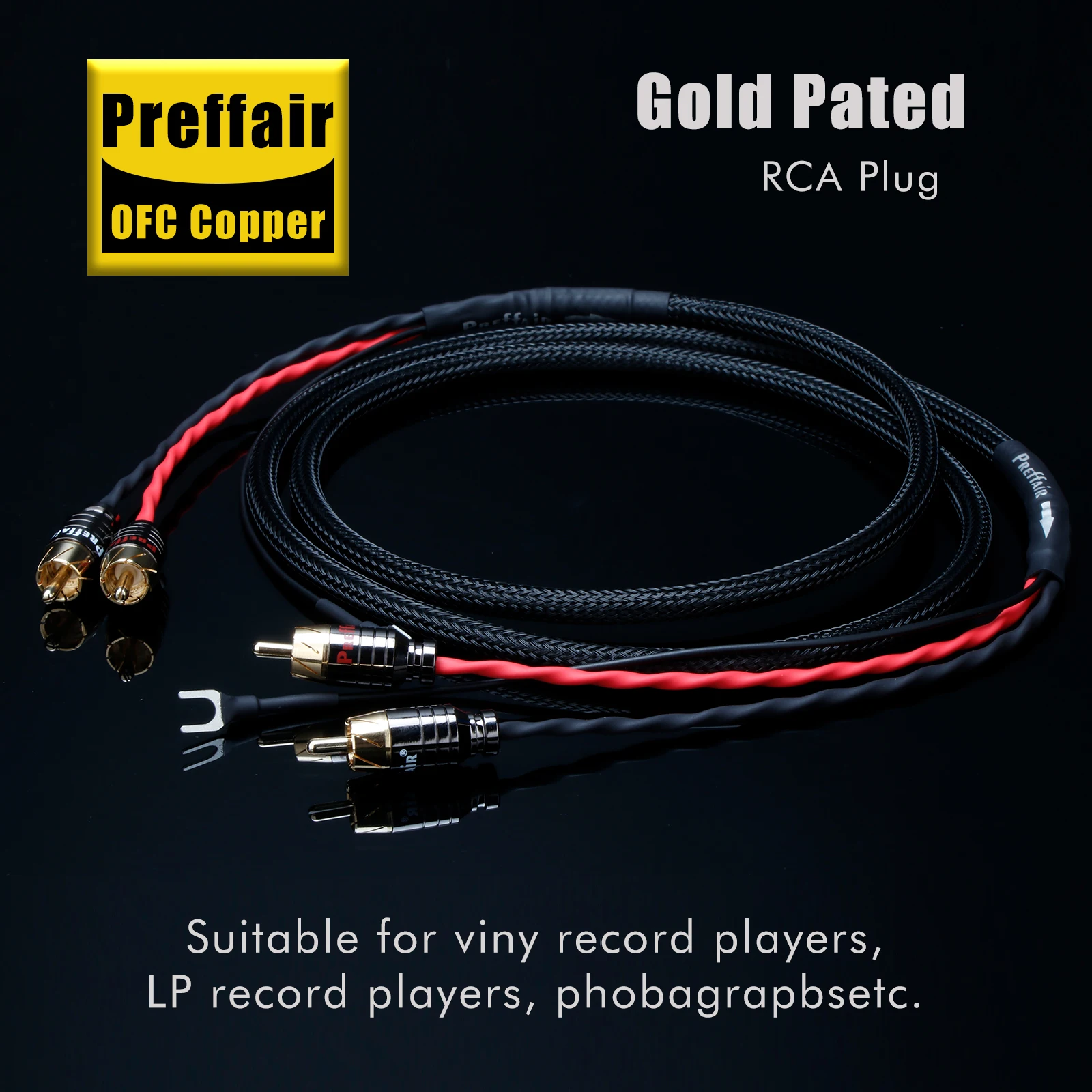

New Hi End Audio RCA Cable of Independent Shielded Signal Line Of LP Vinyl Record Player Amplifier Chassis Gold Plated Connector