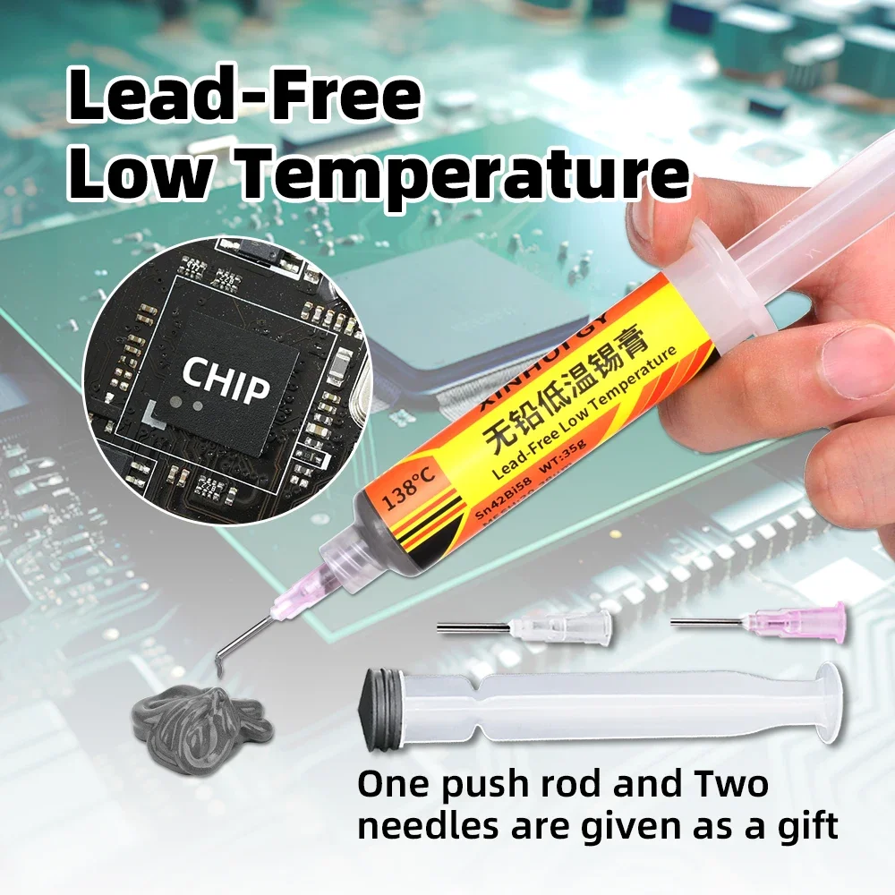 Low temperature lead-free environmentally friendly solder paste with a melting point of 138 solder paste needle tube for repairi