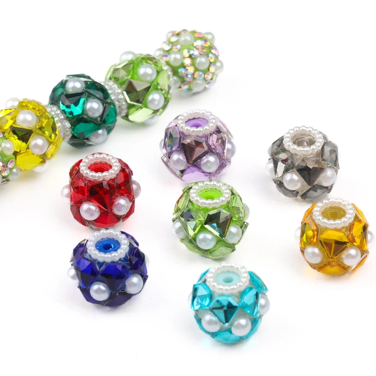 5/10pcs Random Color 19x16mm Faceted Gem Pearl Large Hole Acrylic Beads for Bracelet & Decor Pen DIY Craft