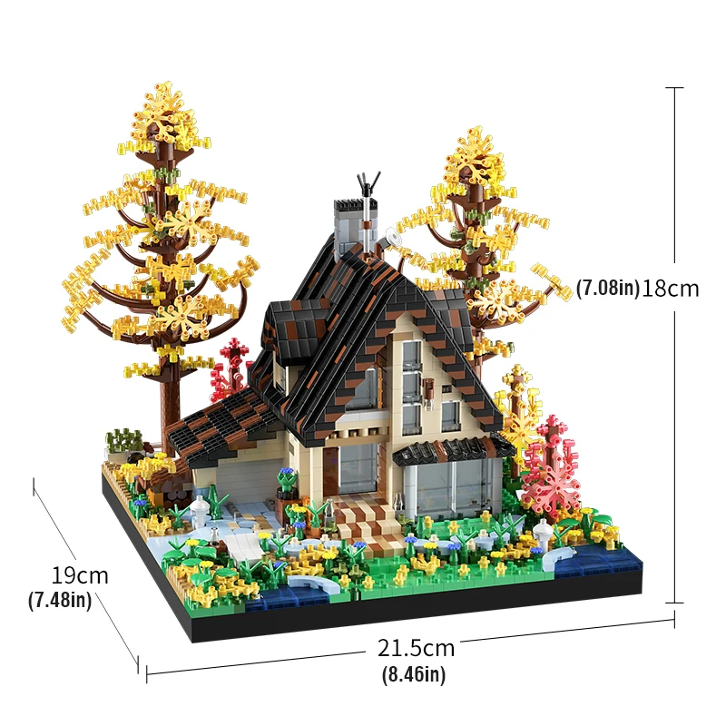 Street View Building Blocks House Forest Huts Villa Model Diy Architecture Assemble Bricks Toys for Children Home Table Decor