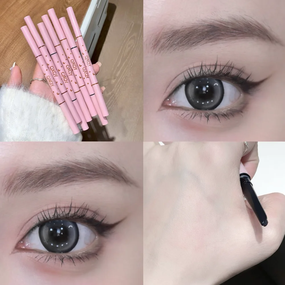 For QXQY Silk Texture Eyeliner Pen Waterproof Smudge Proof Long Lasting Eye Definition Cosmetic Tool Double Tip Pencil