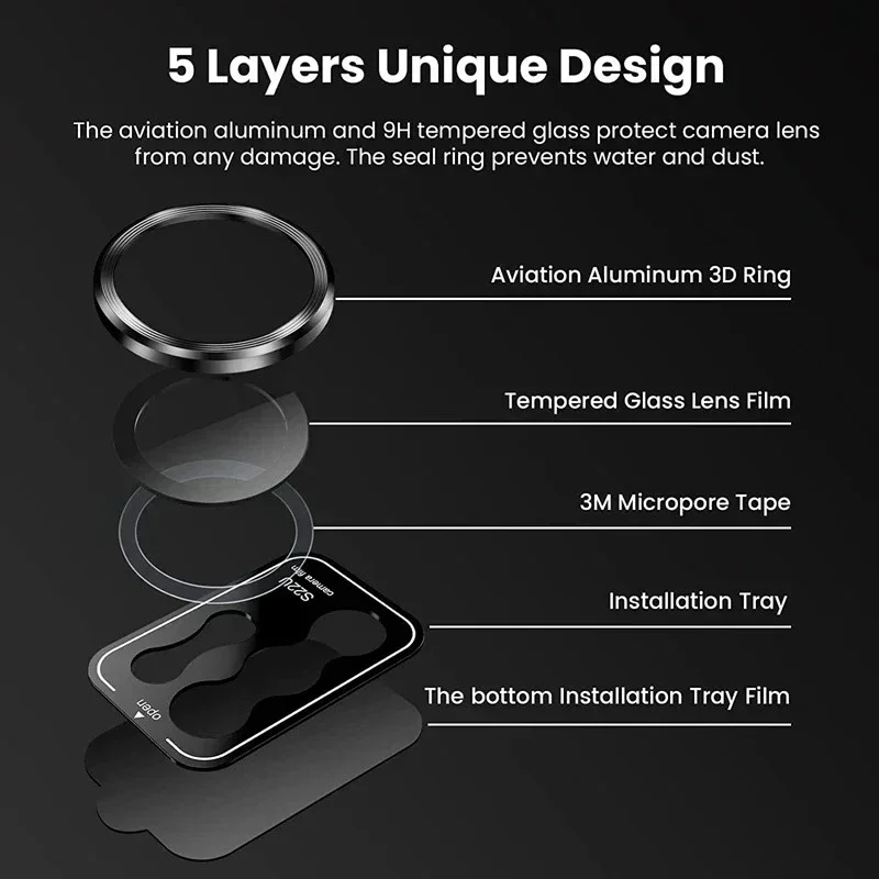 YpmMetal Lens Ring Glass for Samsung Galaxy S25 S24 S23 S22 Ultra Plus Z Fold 7 6 Camera Protection Cover HD Tempered Glass Case