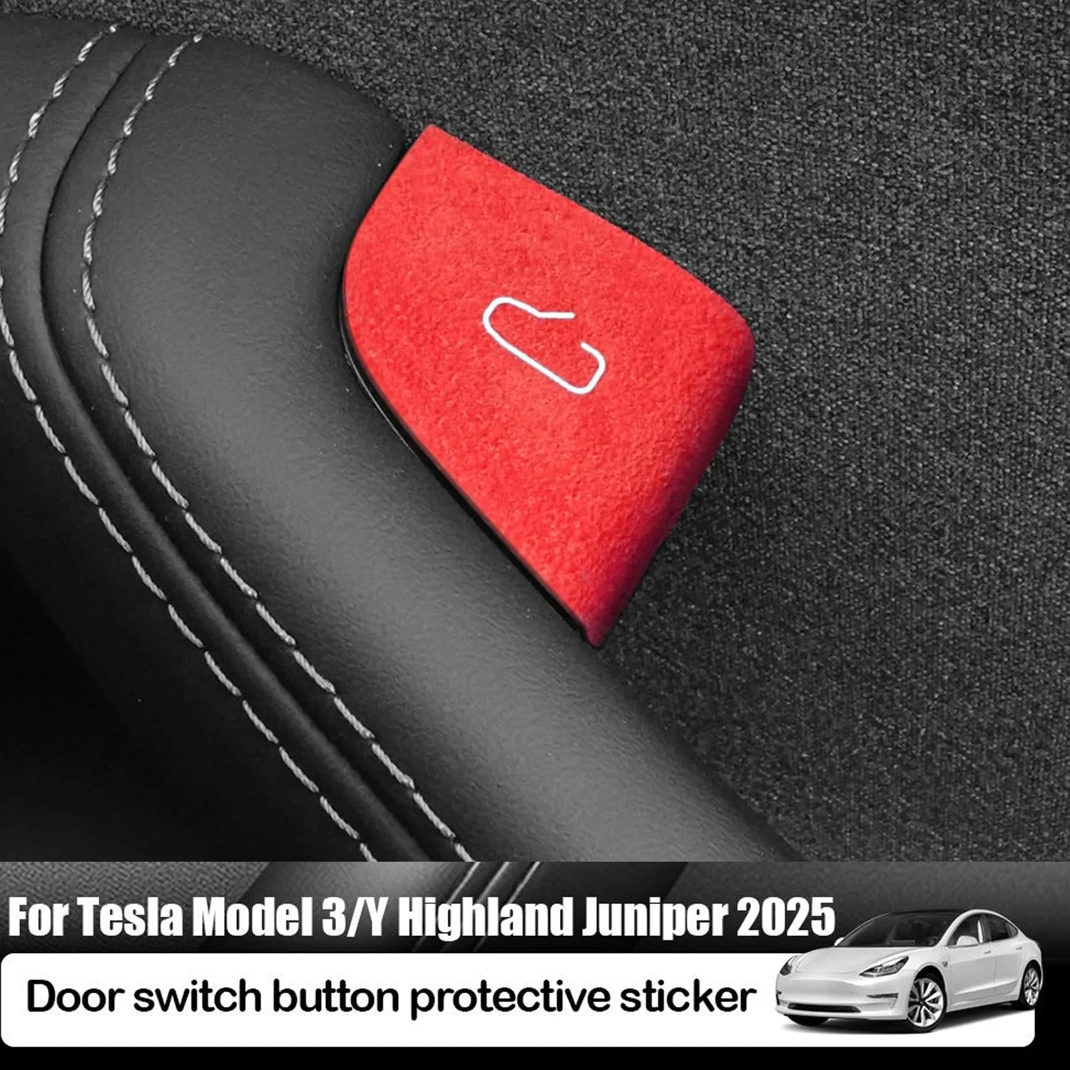 For Tesla Model Y Juniper 2025 Model 3 Highland 25-26 Car Interior Suede Door Button Trim Stickers Patch Trim Cover Accessories