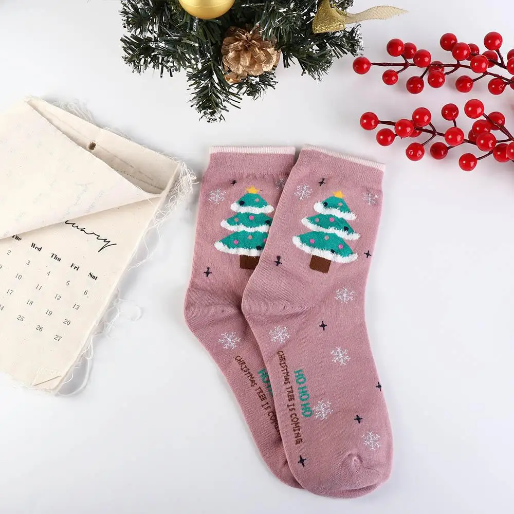 Cotton Christmas Socks Santa Claus Snowman Cartoon Hosiery Gingerbread Man Cloth Accessories Mid-Tube Socks Christmas Gift