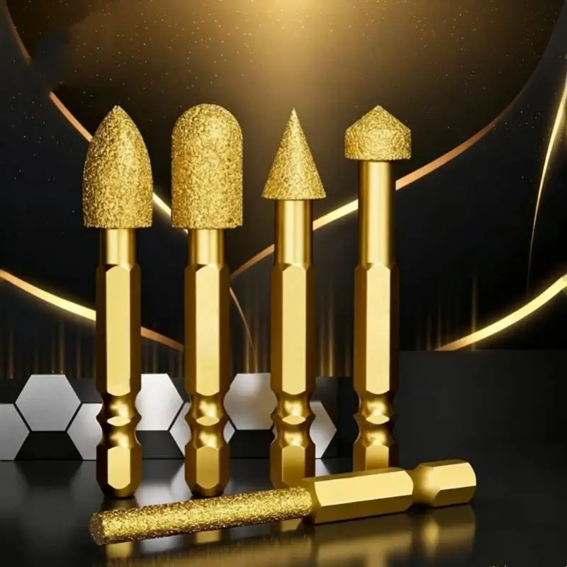 3/6Pcs Diamond Grinding Bit Rotary Polishing Head File for Iron Ceramic Tile Compatible with Drill Machine
