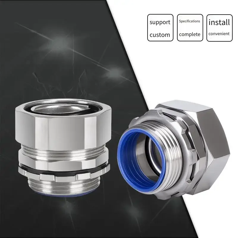304 Stainless Steel Plastic-Coated Hose Joint DPJ Three-Column Snakeskin Pipe Self-Fixing End-Type Gland for Internal External W
