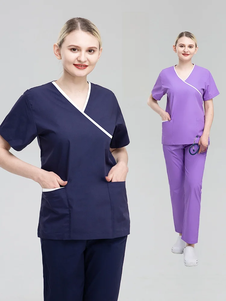 

NiaaHinn plus Size ort Sve V-Ne Nursing orm Set Стоматологическая спецодежда Scrub irt Синяя хлопковая спецодежда для мужчин и женщин
