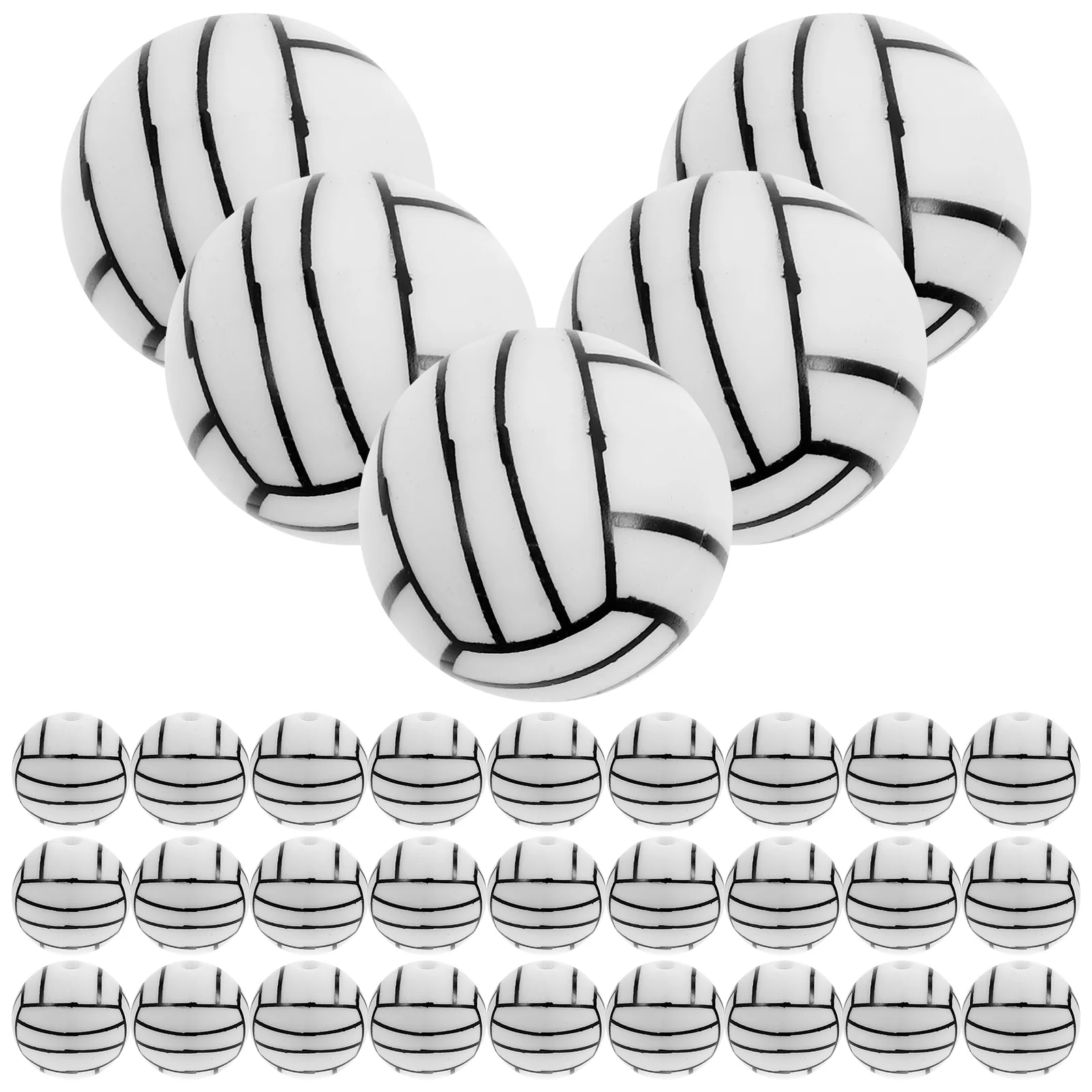 

50pcs Silicone Beads 15mm Sports Ball Charms for DIY Craft Jewelry Making Spacer Accessories Gifts Small Sports Beads