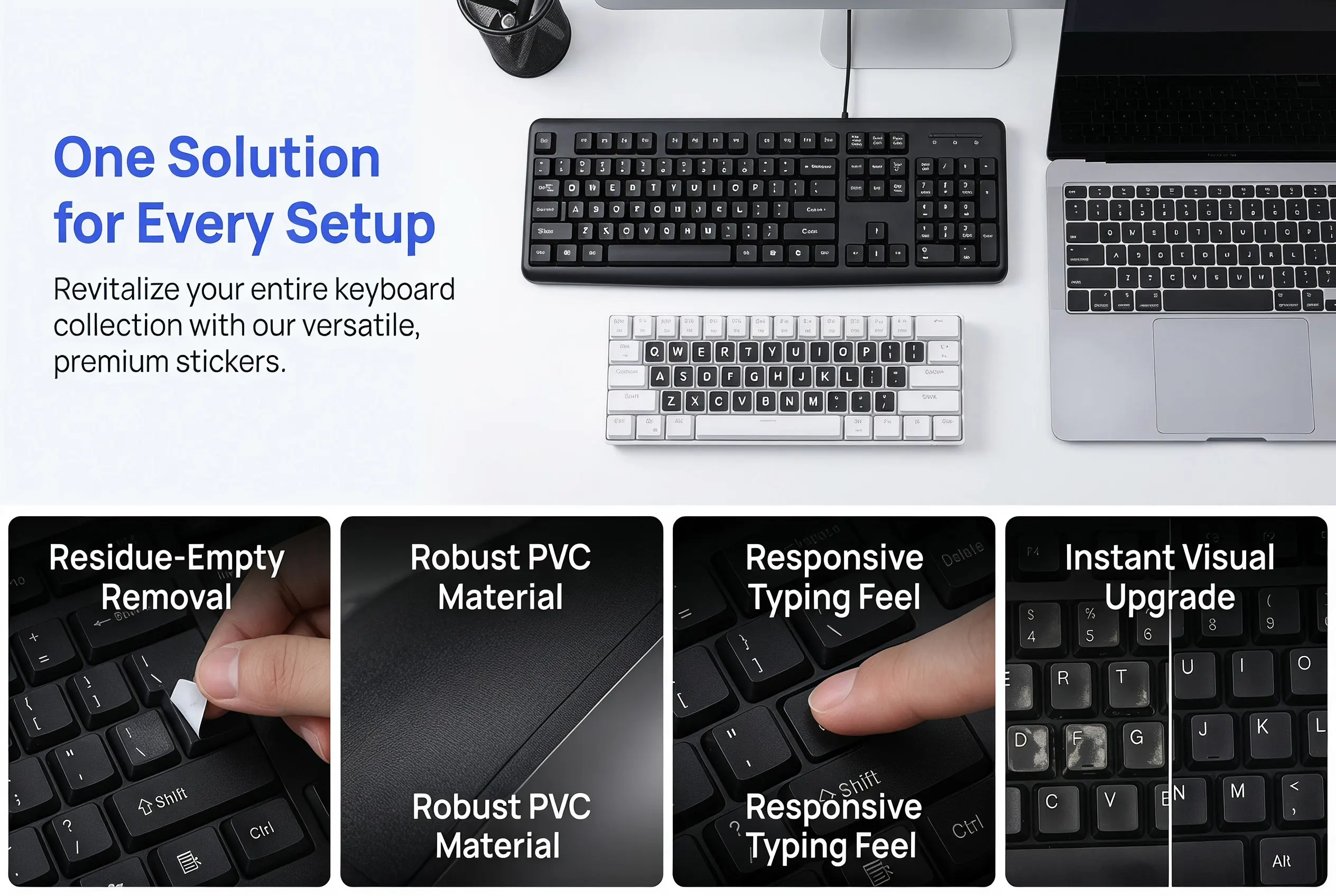 1Sheet Keyboard Sticker Premium Replacement English Letter Keyboard Label for Desktop Laptop Wireless Computer Accessories