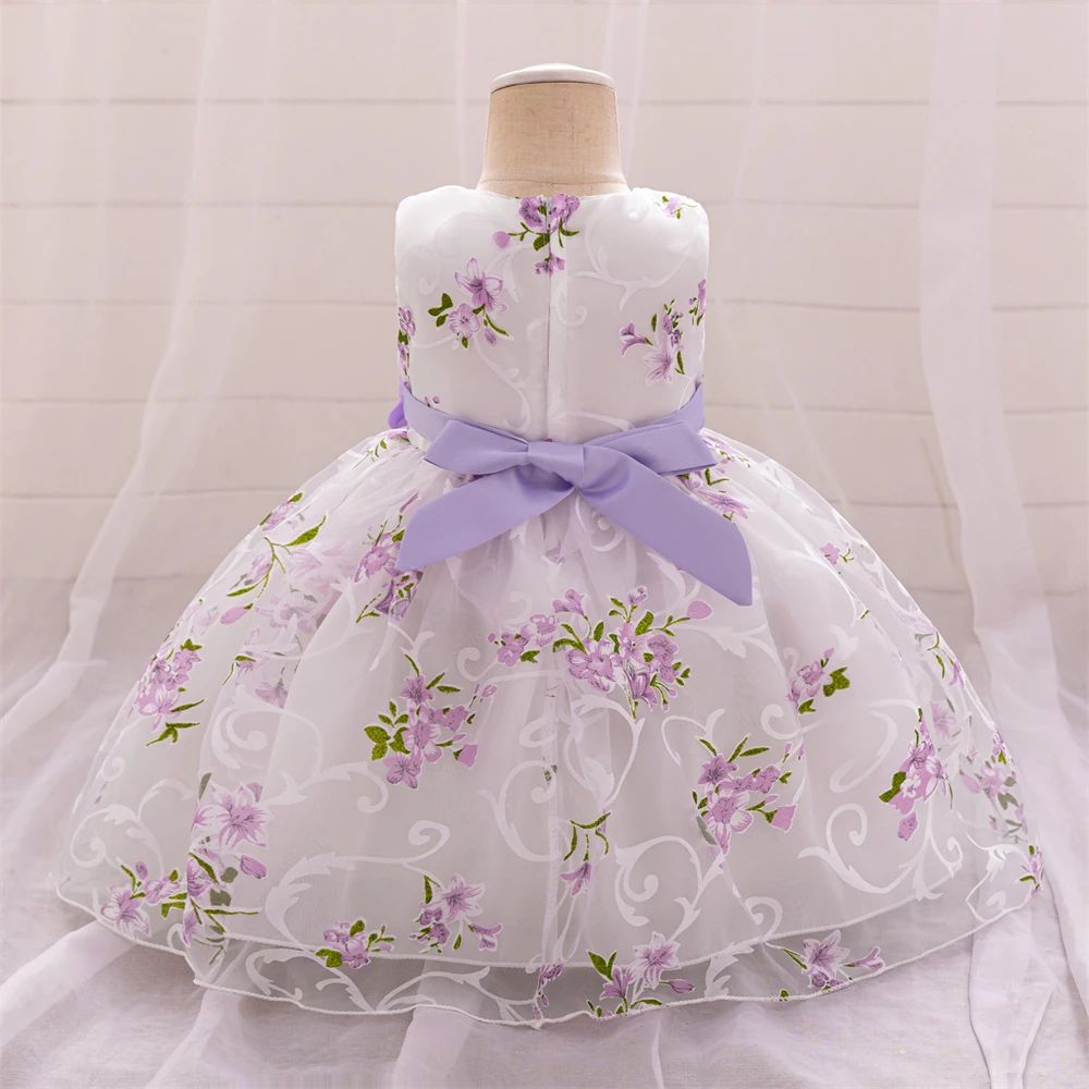 Baby Big Flower Party Dress For Girls Elegant Tulle 1st Birthday Wedding Bridesmaid Girl Dresses Christmas Evening Kids Clothing