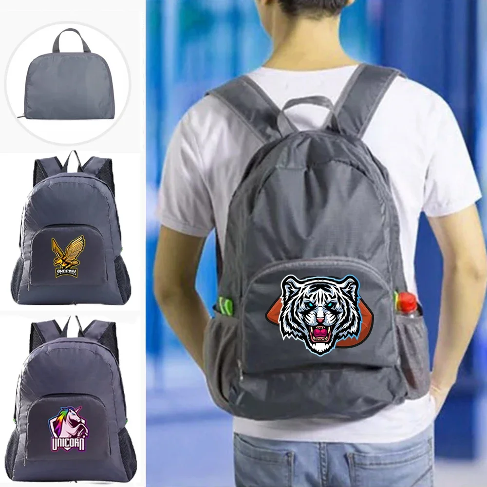 New Foldable Backpack Camping Fashion Folding Travel Bag Hiking Backpack Teamlogo Printing Outdoor Sports Rucksack for Men Women