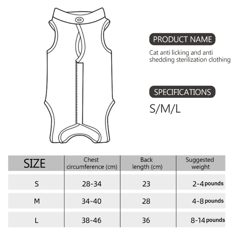 Cats Recovery Rompers Alternative หลังการผ่าตัดสวมใส่เพื่อการฟื้นฟูบาดแผล Drop Ship