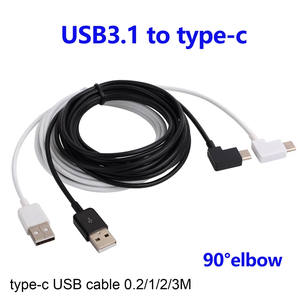 USB 3.1 To Type-C USB C 90 Angle Data Charging Elbow USB-C 2.0 Riser Cable  for Tablet Mobile Phones Xiaomi Huawei Samsung White