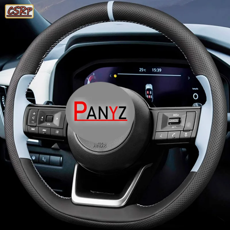 Braid Car Steering Wheel Cover for Nissan X-Trail Rogue Pathfinder Qashqai 2021 2022 2023 Hand Stitched Car Protection Accessory