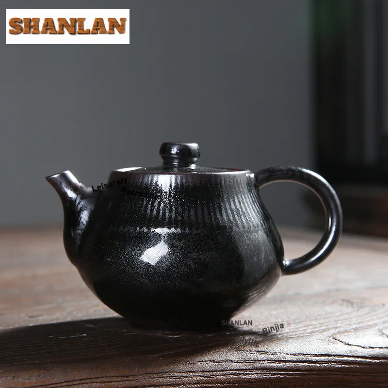 

280ml Kiln Change Starry Sky Black Temmoku Change Teapot Elegant Tea Infuser Pot Tea Soaking Kettle With Filter Teaset Ornaments