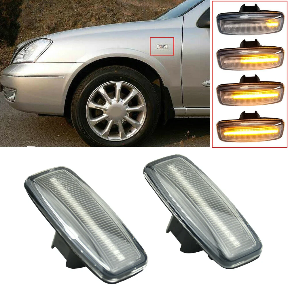 2PCS Dynamic Side Marker Turn Signal Lamp for Teana Cefiro J31 04-07 Lamp Light Clear