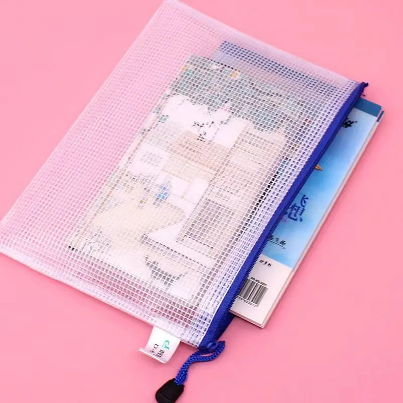5pcs Mesh Zipper Pouch A4 Document File Mesh Bags with Zipper Waterproof Zipper Bags for Travel Storage School Office Appliances