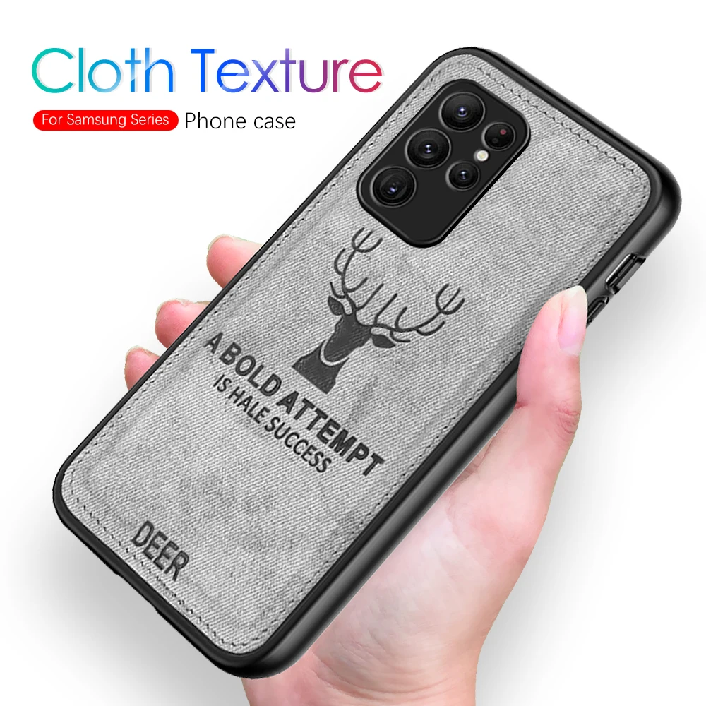 Soft case For Samsung Galaxy S24 Ultra 2024 Shock proof cover sansung S14plus S24ultra Deer antler pattern Cloth texture Shell