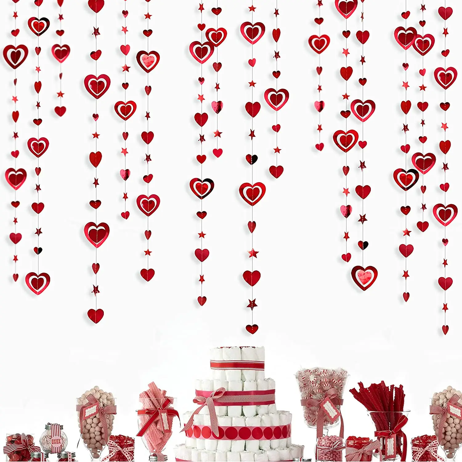 Valentinstag Hochzeitspartydekorationen Liebesherz Papiergirlande Hängende Streamer Banner Jubiläum Babyparty Partyzubehör