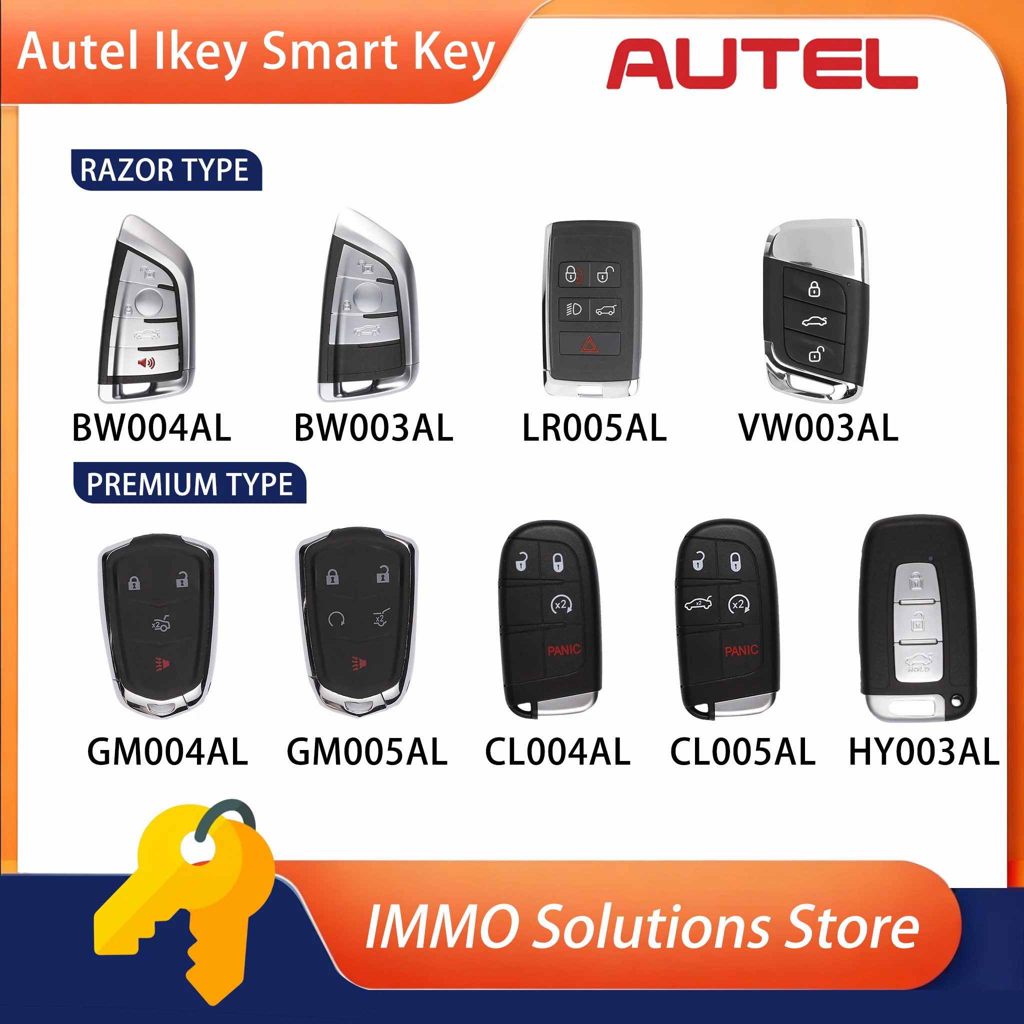 

AUTEL Smart IKEY BW003AL BW004AL VW003AL LR005AL CL004AL CL005AL GM004AL GM005AL HY003AL Universal For More Than 700+ Cars