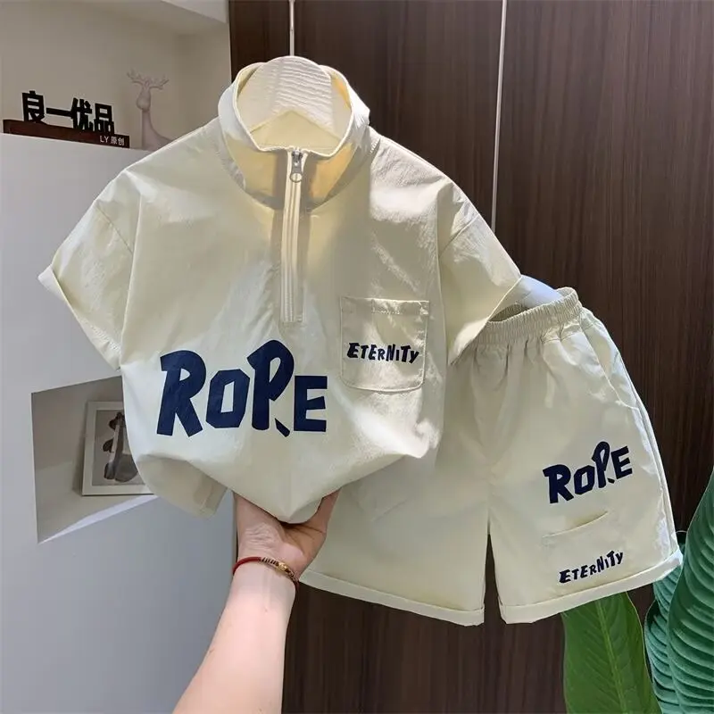 

Children 2pcs outfit tracksuit Set Summer Kids Clothes Boys Suit Boy Sports Suit Letter Tshirts and Shorts 2 Pieces 2 3 4 5 6 7