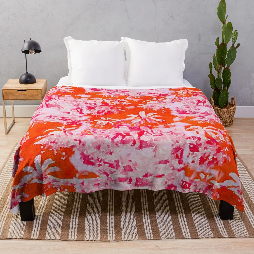 

Orange and pink chinoiserie watercolor Throw Blanket Fashion Sofa Blankets blankets and throws Luxury Blanket