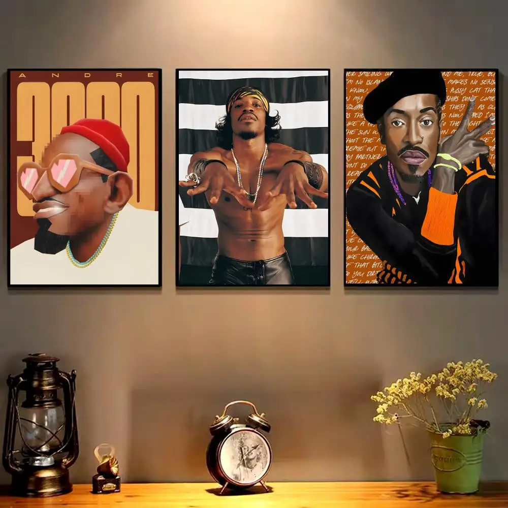 Cool rapper A-andre3000 Poster HD art sticky wall waterproof home living room bedroom bar aesthetic decoration