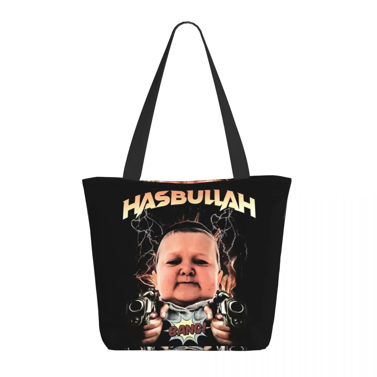 

Reusable Cool Hasbulla Funny Bang Shopping Bag Women Canvas Shoulder Tote Bag Durable Hasbullah Magomedov Groceries Shopper Bags