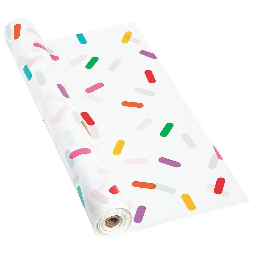 

Birthday Sprinkles Plastic Tablecloth Roll 100 Foot roll Party Supplies