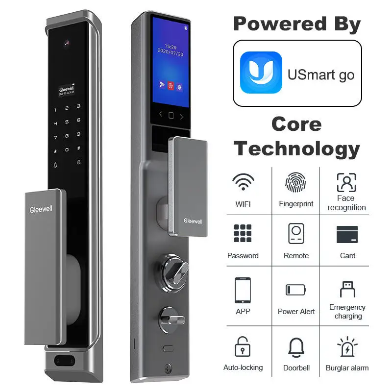 High-Quality Multifunctional Smart Lock Key Card Password App Fingerprint Tuya Smart Wifi 3D Face Recognition Smart Door Lock