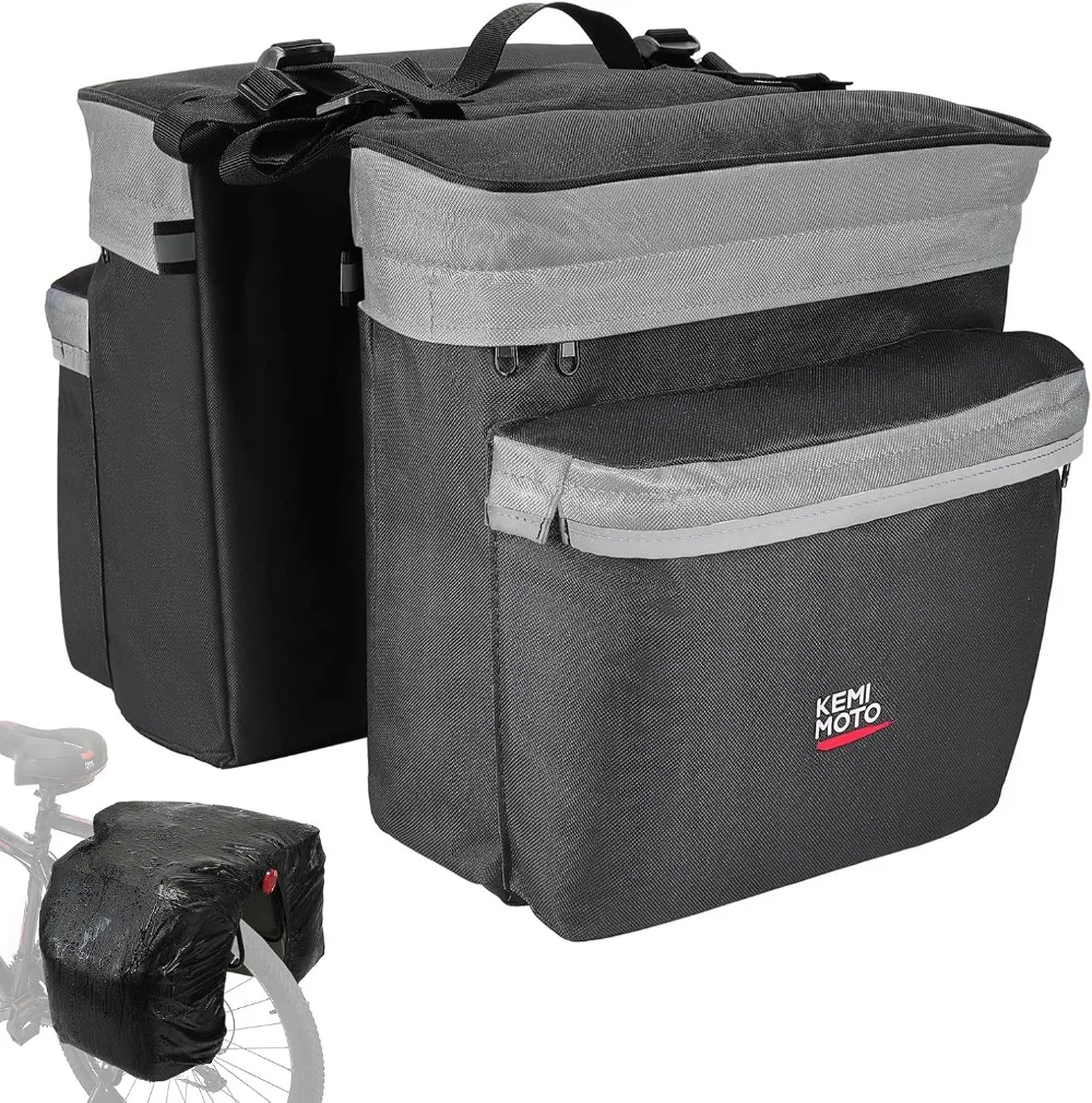 Bicycle Rear Rack Bag 34L Panniers Ebike Saddle Bag Trunk Universal Fit for Mountain Bike Cycling Travel Shopping Cargo Carrier
