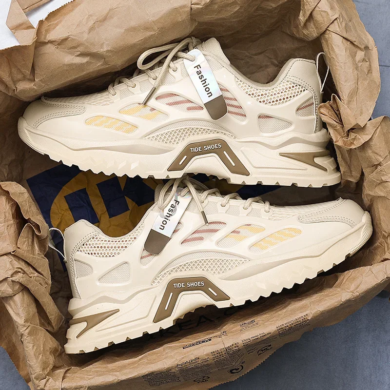 

New popular breathable and versatile casual running shoes for teenagers, dad shoes, mesh lightweight sports shoes for men