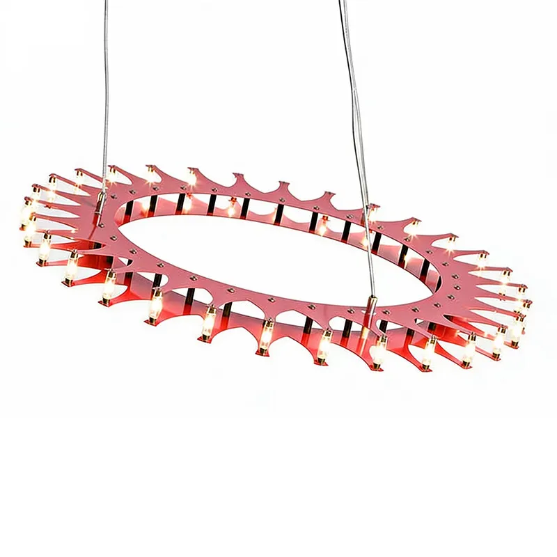 Modern Double Circular Gear Chandelier Spiral Metal LED Pendant Light Art Deco Hanging Lamp for Living Room High Ceiling