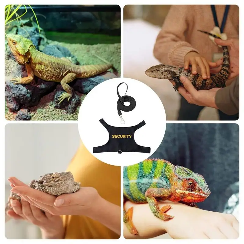 Correas de dragón barbudo ajustables y cómodas, correas de leopardo Gecko, correas y arneses de animales pequeños, seguridad para mascotas para reptiles, 4,76 pies