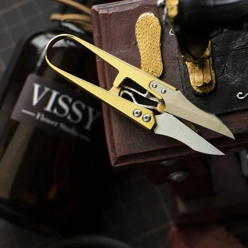 Brass Small Scissors Leather Small Yarn Scissors DIY Hand Leather Cutting Hand Sewing Embroidery Cutting Thread Tool Accessories