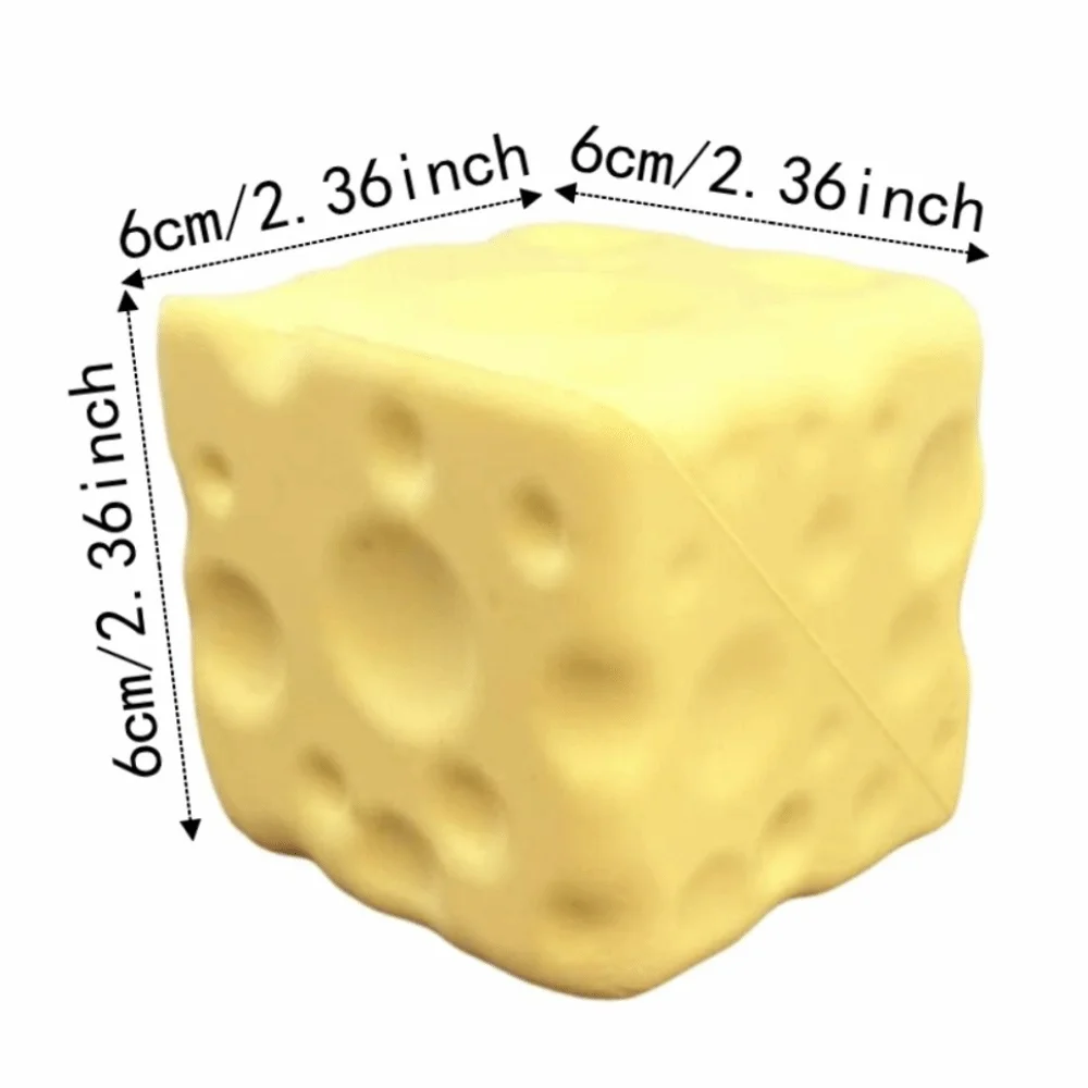 Novelty 6cm Cheese Squeezed Cube Realistic Anxiety Relief Cheese Squishy Toy Kneading Hand Relax Cheese Pinch Stress Relief image 6