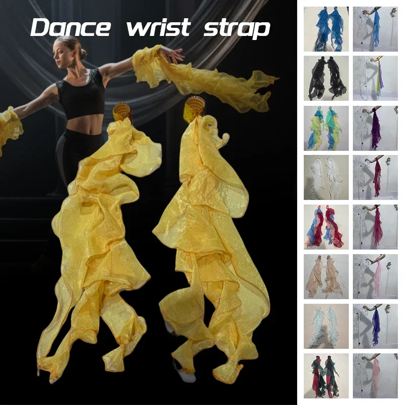

70Cm Modern Dance Wrist Ribbon Ballroom Dance Stage Performance Competition Arm Cuff Wrist Ribbon Decor Accessories Hand Sleeves