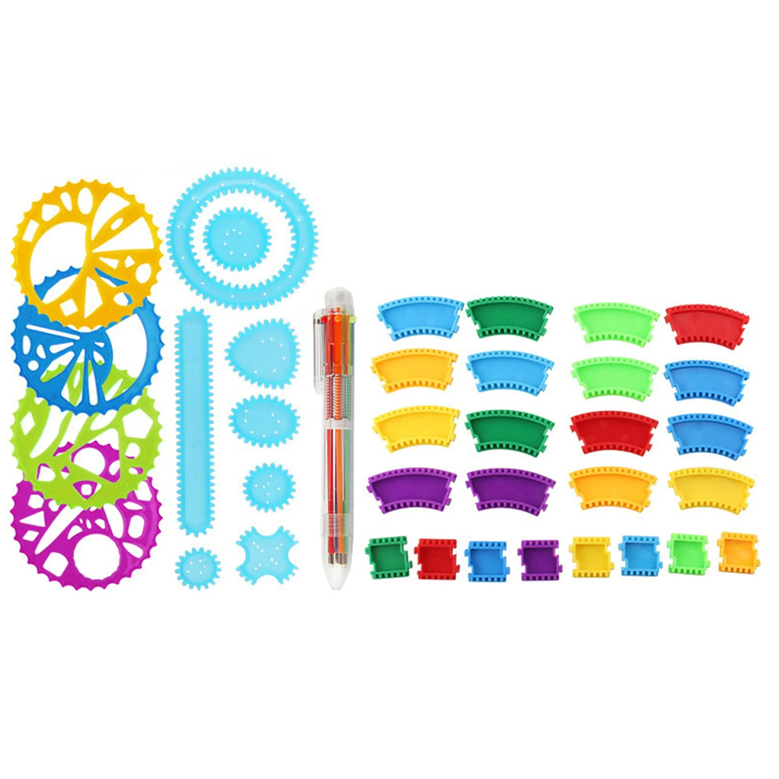 Colorful Spirograph Set Kids Magic Art Drawing Kit Geometric Template Ruler Educational Intellectual Stationery Gift view 4