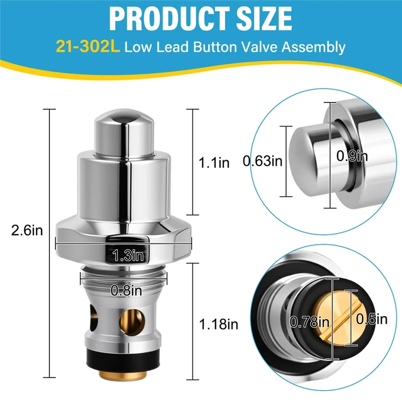 A95I-Button Valve Assembly For Krowne For All Pre-Rinse Spray Heads, Knee Valve, Foot Valves-21-302L Faucet Valve Part