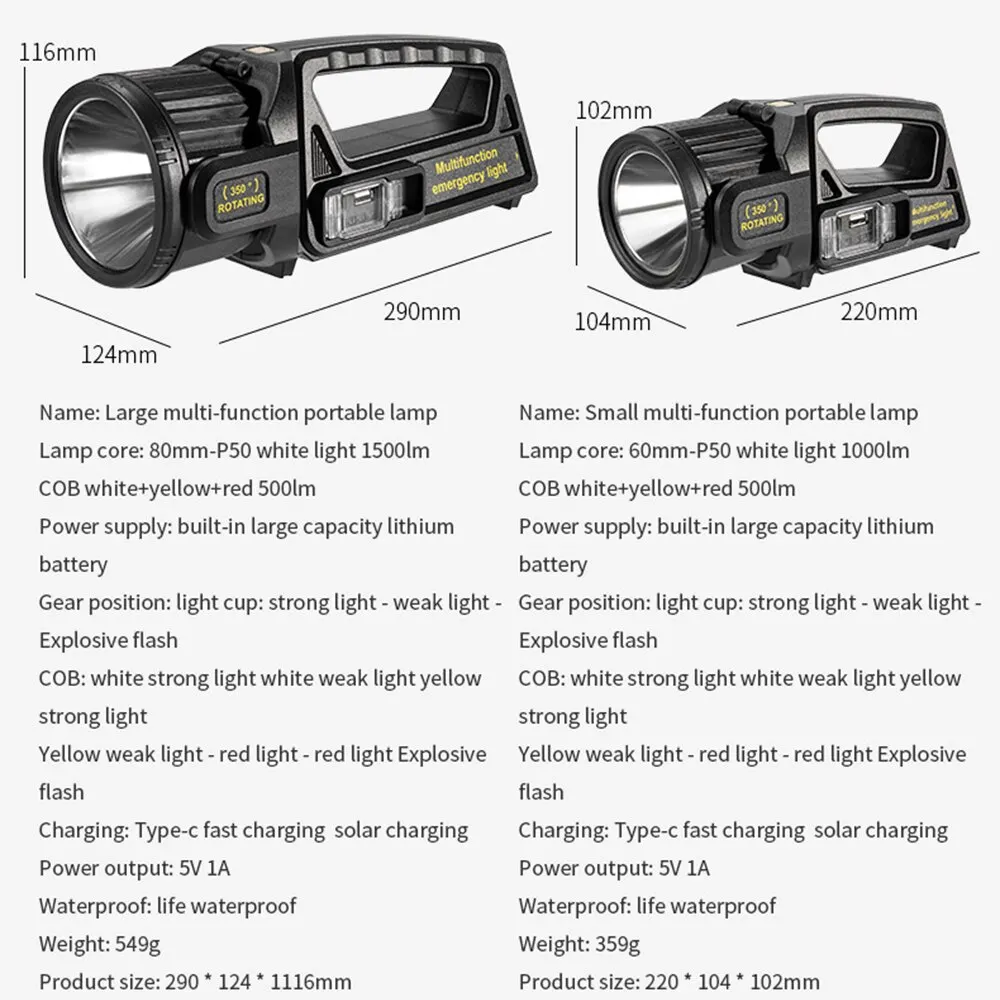 ソーラー充電ポータブル強力なLED懐中電灯ハンドヘルドサーチライトUSB充電式スポットライト防水トーチライトp50